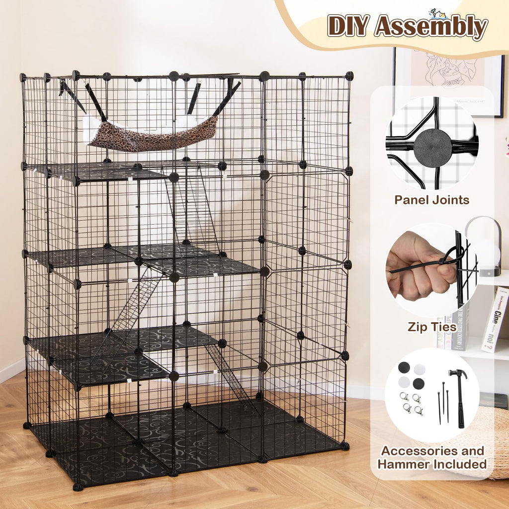 56" 4-Tier Cat Enclosure with Skylight D56216