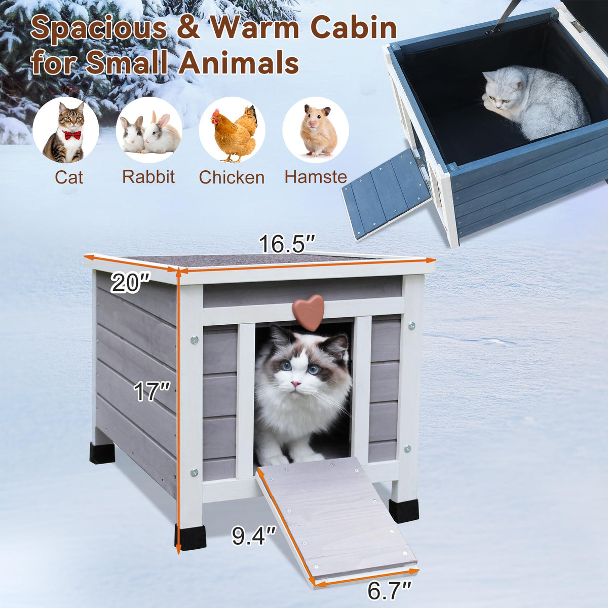 Insulated Outdoor Cat House with Liner B5979