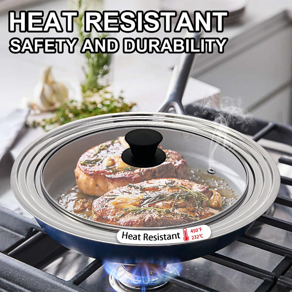 13 Inch Stainless Steel and Tempered Glass Pan Lid Z7103