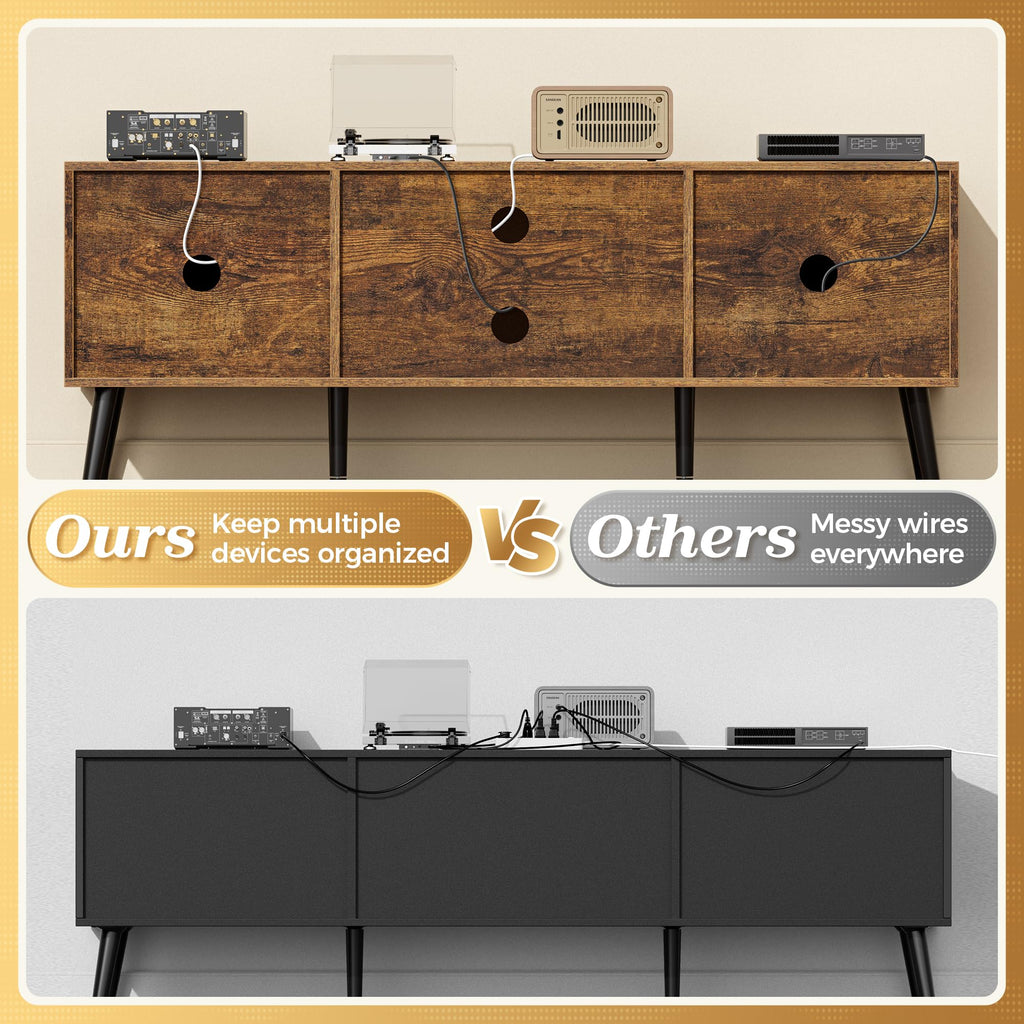 55 Inch TV Stand with Adjustable Shelf and 2 Cabinets W164752