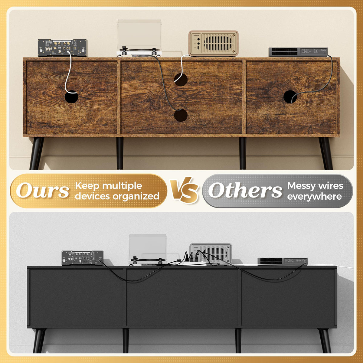 55 Inch TV Stand with Adjustable Shelf and 2 Cabinets W164752