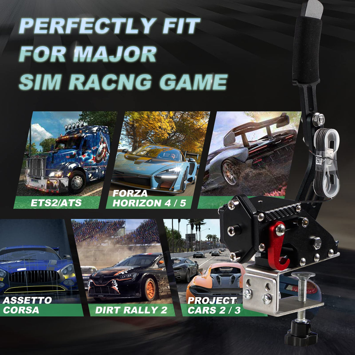 2-in-1 USB Handbrake with Hall Sensor and Clamp R365