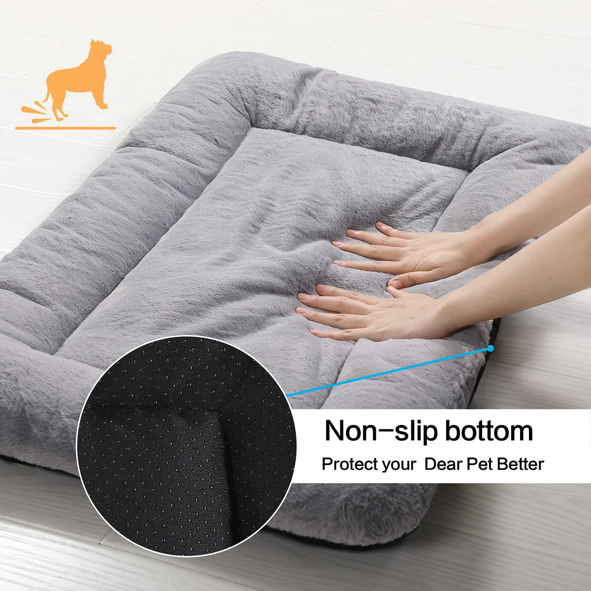 Washable Dog Crate Pad 36-Inch Gray Z85952