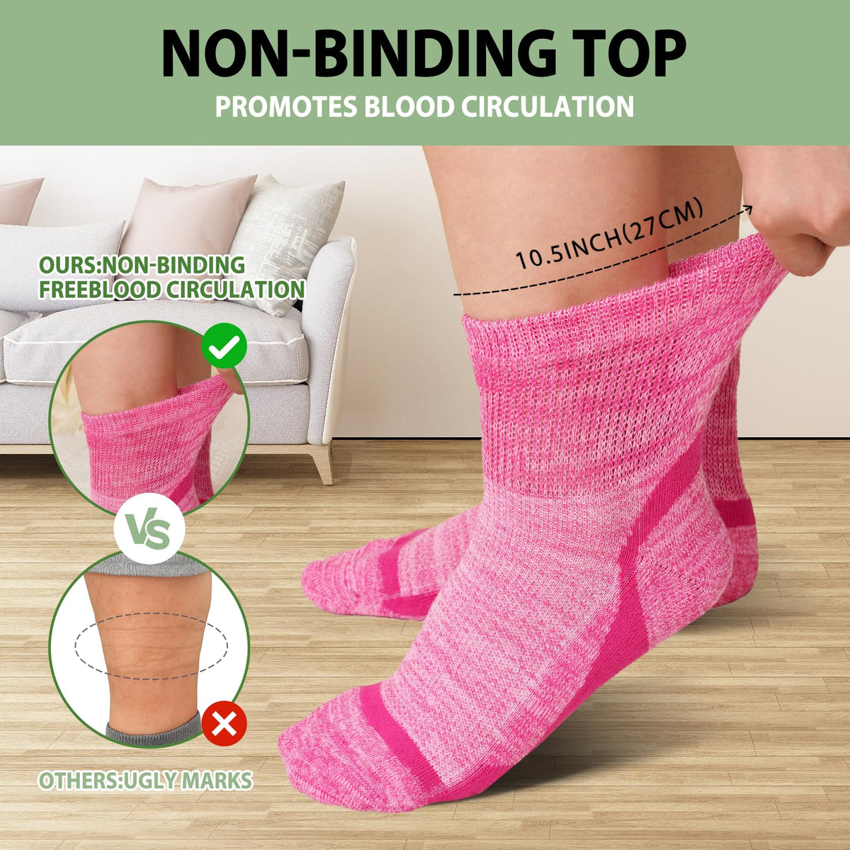 Bamboo Viscose Non-Binding Ankle Socks 5 Pairs H8907