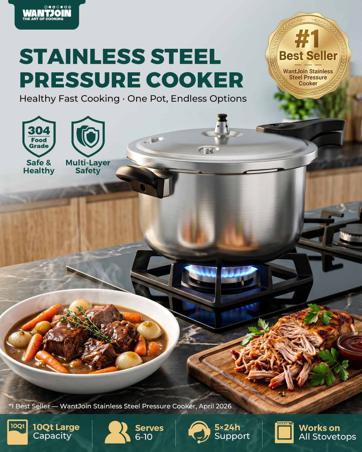 10 Quart Stainless Steel Pressure Cooker W43318