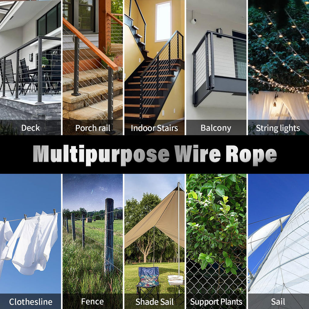 Stainless Steel 500FT 1/8" T316 Wire Rope Cable S375859