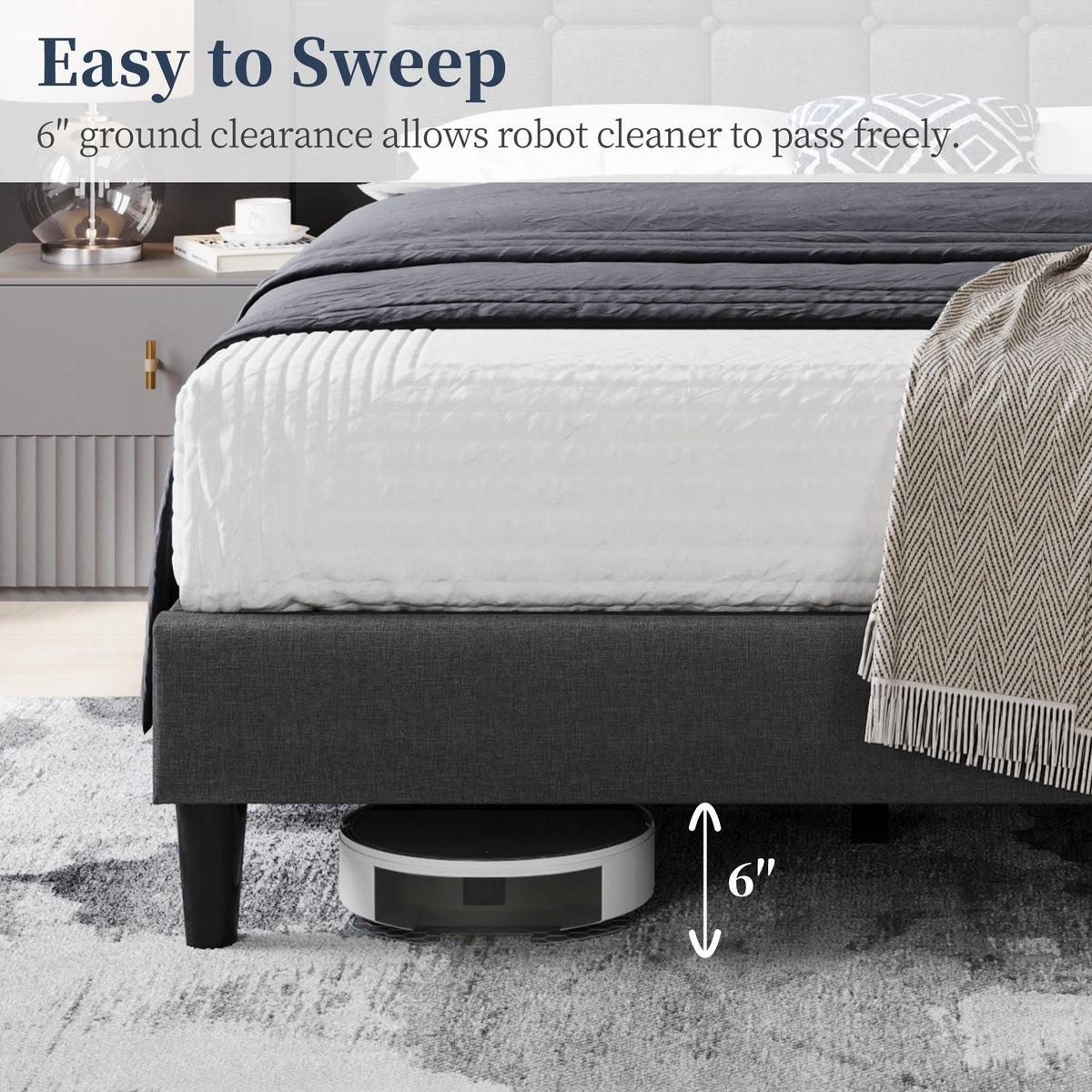 Full Size Upholstered Tufted Bed Frame with Headboard Q96515