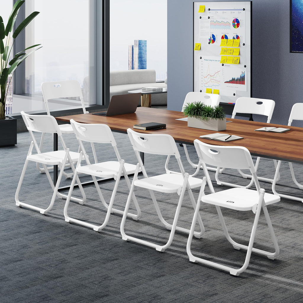 White Plastic Folding Chairs, 10 Pack E873