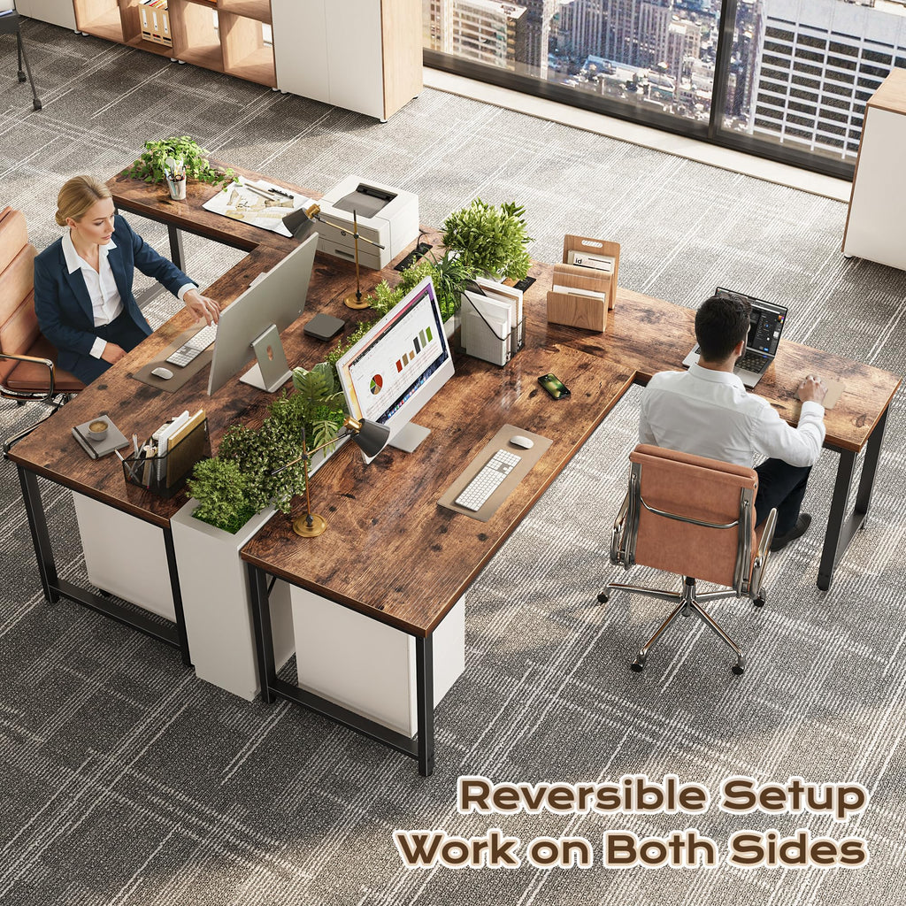 63 Inch L Shaped Desk with Power Outlets J2745