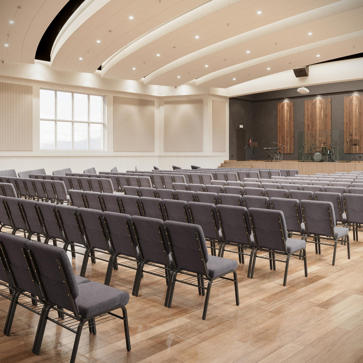 Gray Fabric Church Chair M546