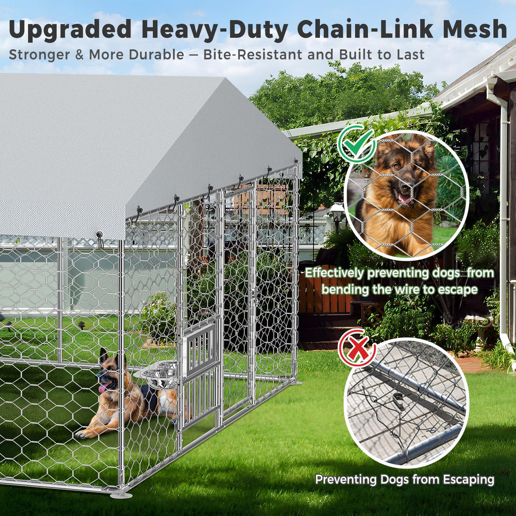 10×20FT Heavy Duty Chain Link Dog Kennel with Roof S800