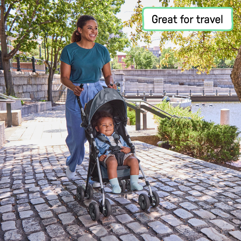 Lightweight Compact Fold Stroller with Canopy and Recline, Slate Grey F4672