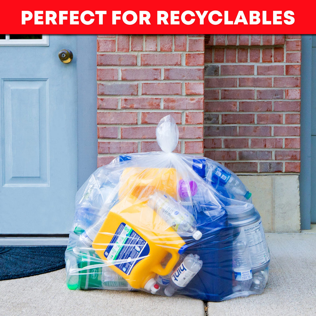 60 Gallon Heavy Duty Clear Trash Bags 150 Count L871