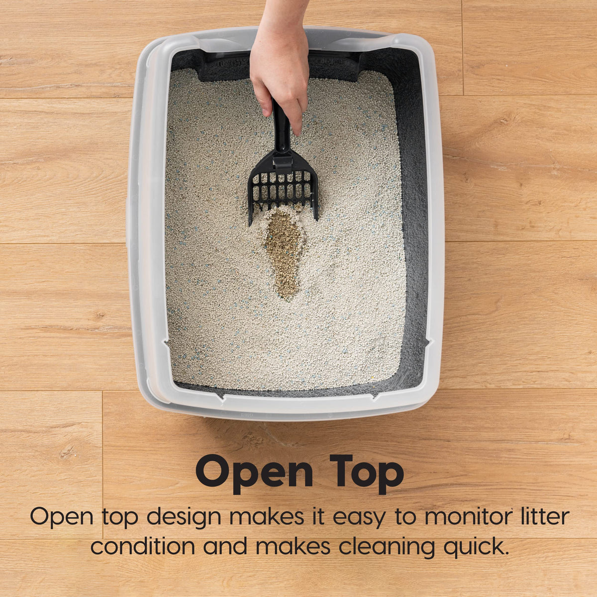 High Sided Cat Litter Box with Scatter Shield, Black R223439