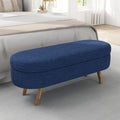 Oval Storage Bench with Rubber Wood Legs, Blue R90962