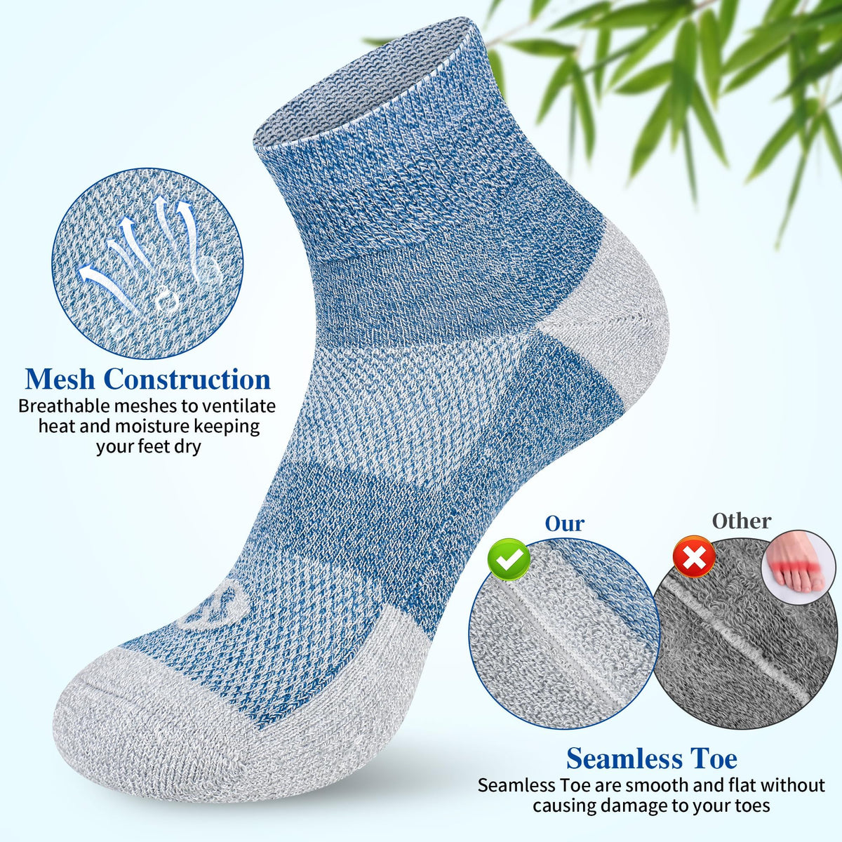 Diabetic Socks for Men, 12 Pairs Ankle & Low Cut Size 9-15 F3321