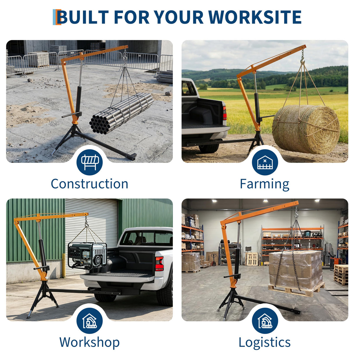 Heavy Duty Hydraulic Hitch Mounted Truck Crane with 360 Degree Swivel Boom W486