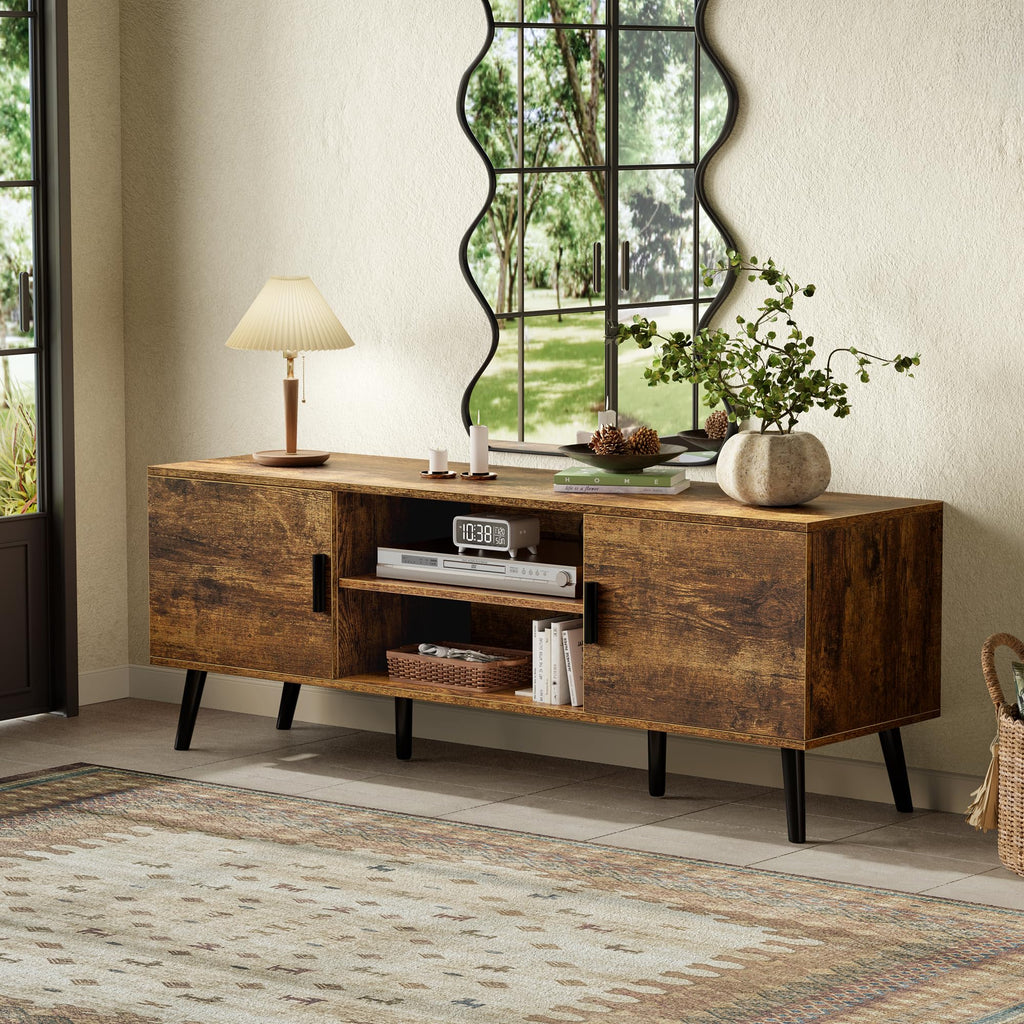 55 Inch TV Stand with Adjustable Shelf and 2 Cabinets W164752