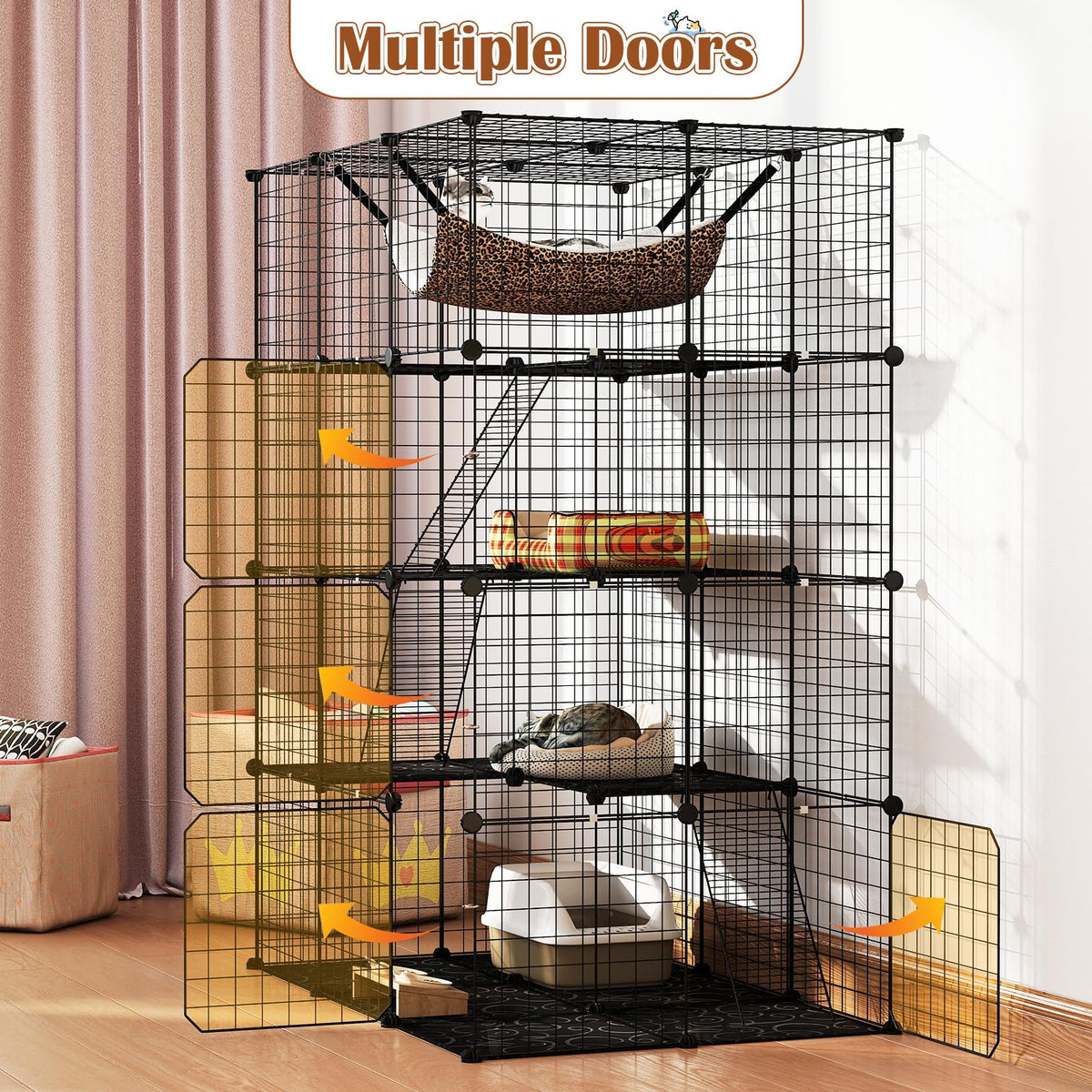56" 4-Tier Cat Enclosure with Skylight D56216