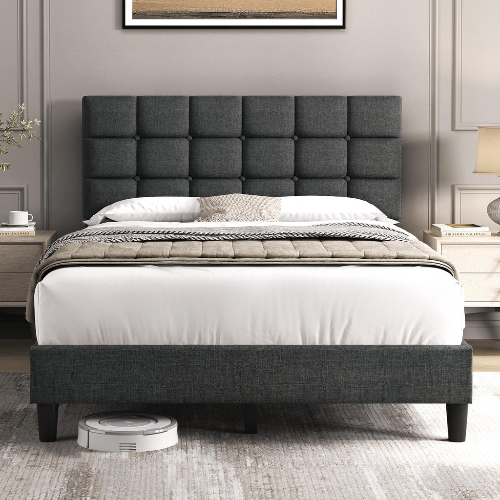 Full Size Upholstered Tufted Bed Frame with Headboard Q96515