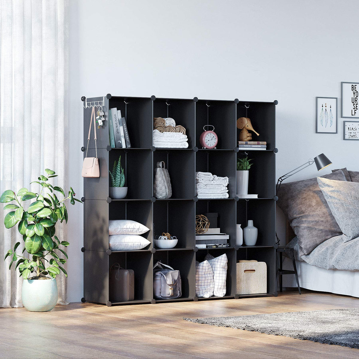 16 Cube Black Storage Organizer B544757