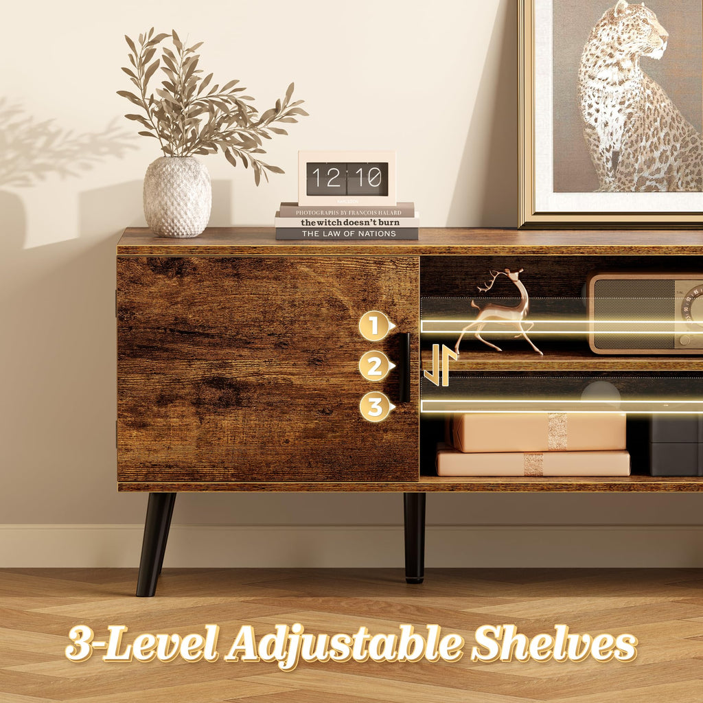 55 Inch TV Stand with Adjustable Shelf and 2 Cabinets W164752