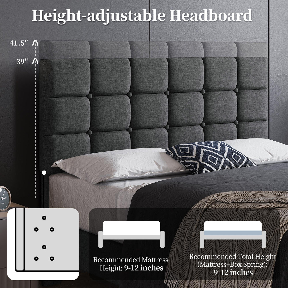 Full Size Upholstered Tufted Bed Frame with Headboard Q96515