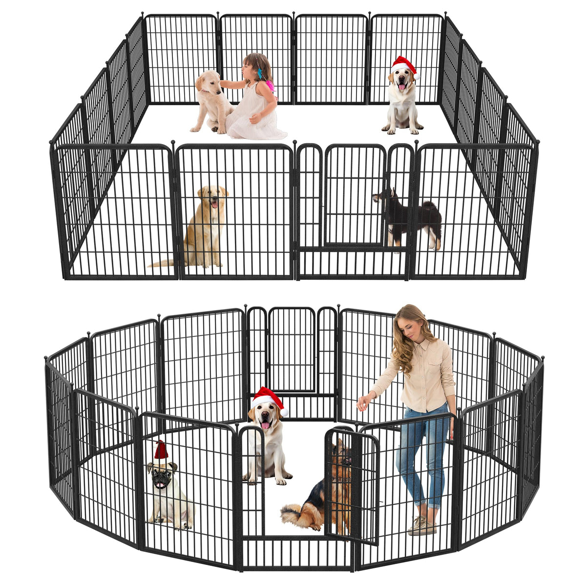 16 Panels Heavy Duty Foldable Metal Dog Playpen W6232