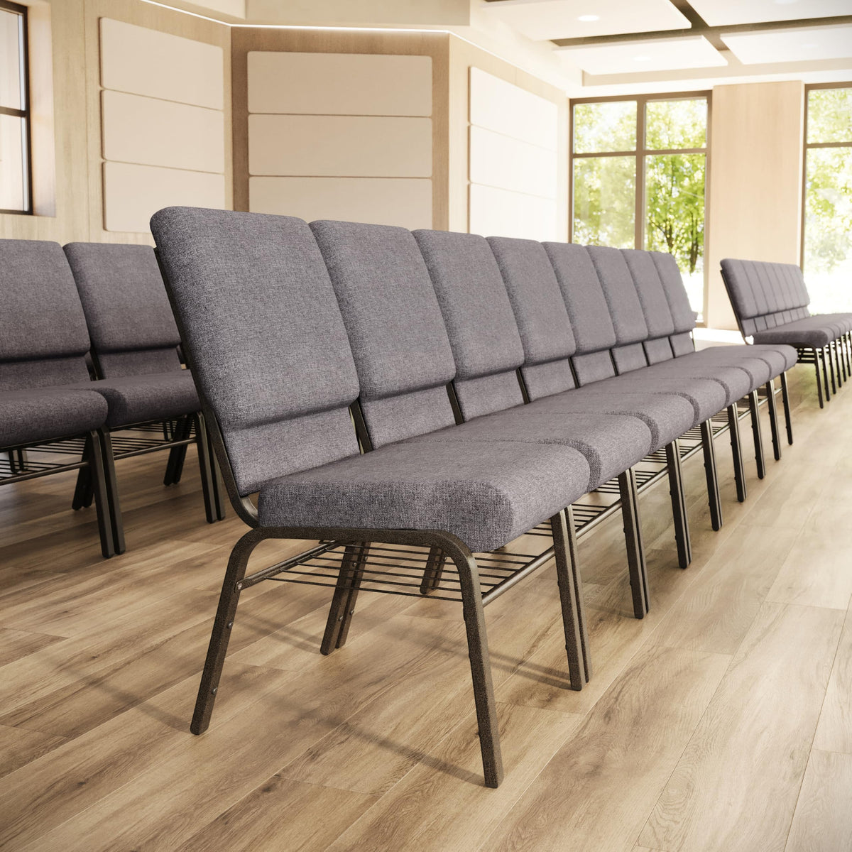 Gray Fabric Church Chair M546