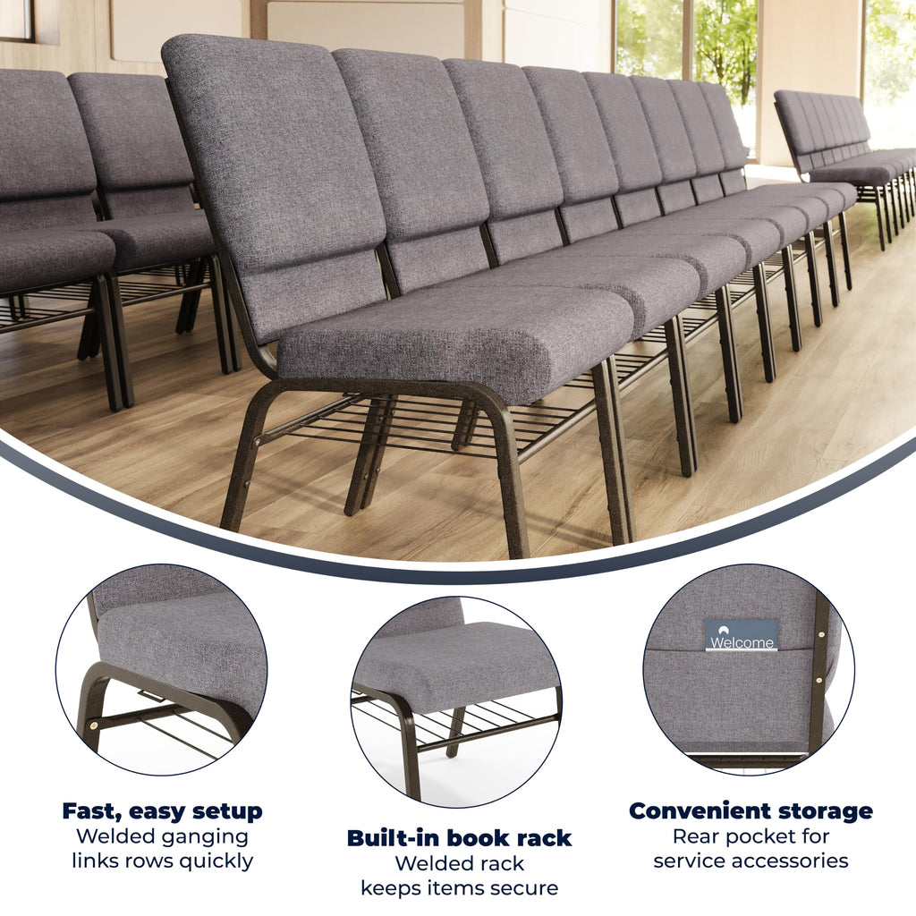 Gray Fabric Church Chair M546