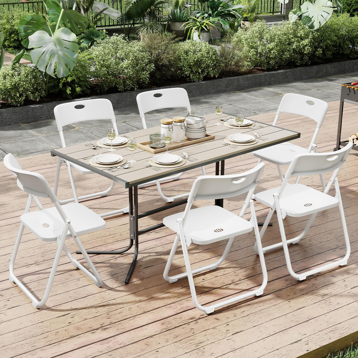White Plastic Folding Chairs, 10 Pack E873